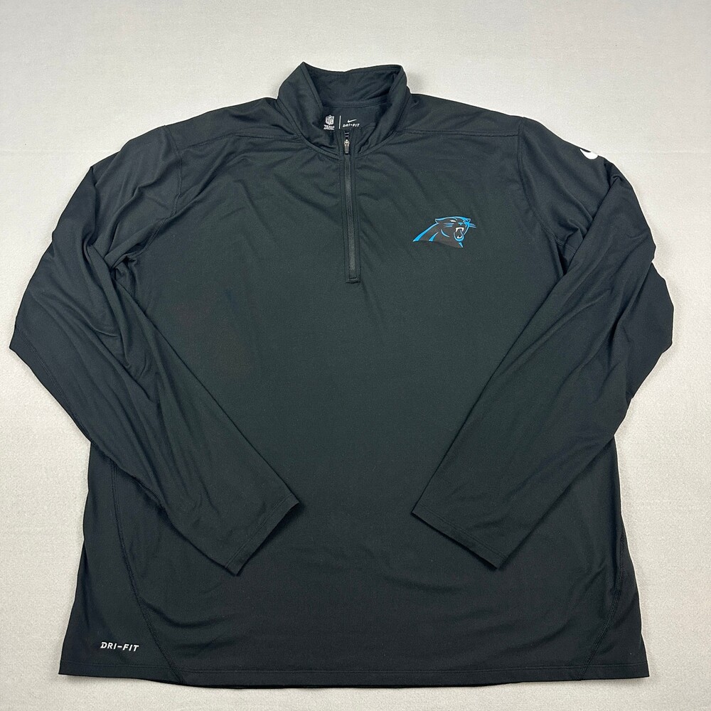 Carolina Panthers Sweater Men 2XL Black Nike 1/4 Zip Pullover Dri Fit NFL XXL